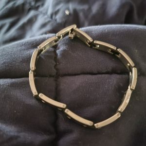 Stainless steel and black bracelet